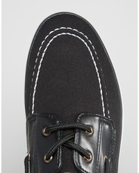 Asos Boat Shoes In Black Canvas