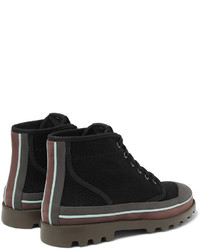 Valentino Rubber Trimmed Eyelet Detailed Canvas Boots