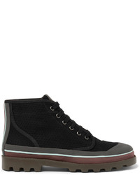 Valentino Rubber Trimmed Eyelet Detailed Canvas Boots