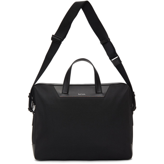 Paul Smith Black Canvas Signature Stripe Folio Briefcase, $345 | SSENSE ...