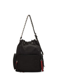 Prada Black Nylon Studded Bucket Bag