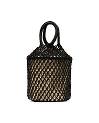 SENSI STUDIO Sensi Black Straw And Net Bucket Bag