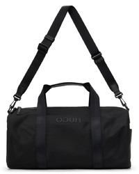 Hugo Black Gabardine Tonal Logo Holdall Duffle Bag