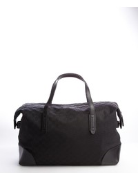 Gucci Black Gg Canvas Leather Accent Carry On Duffel Bag