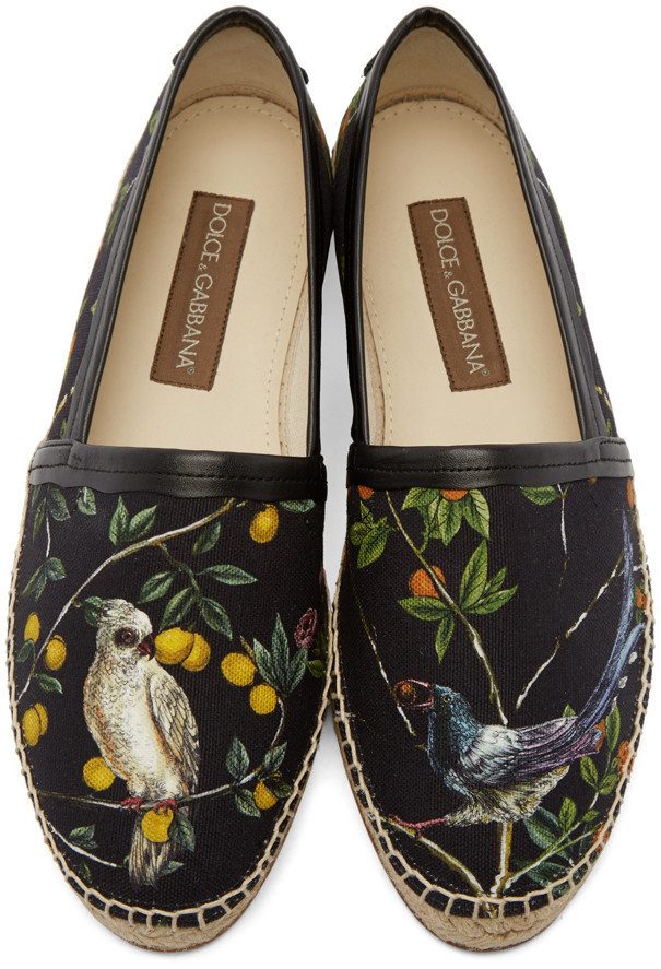 Dolce & Gabbana Black Canvas Lemon Espadrilles, $575 | SSENSE | Lookastic