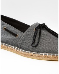 Asos Brand Canvas Espadrilles In Chambray With Tie Front Detailing