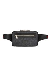 Gucci Black And Grey Gg Supreme Belt Bag
