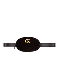 Gucci Black Velvet Gg Marmont 20 Belt Bag