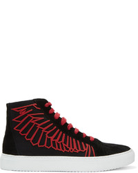 Marcelo Burlon County of Milan Black And Red Coralie Wings High Top Sneakers