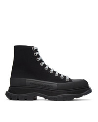 Alexander McQueen Black And Silver Tread Slick Sneaker Boots