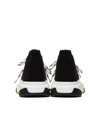 Balenciaga Black And White Lace Up Speed Sneakers