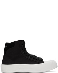 Alexander McQueen Black Canvas Deck Plimsoll High Sneakers
