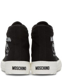 Moschino Black Canvas Logo High Top Sneakers