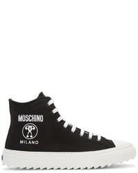 Moschino Black Canvas Logo High Top Sneakers