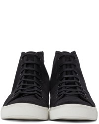 Saint Laurent Black Canvas Malibu Mid Top Sneakers