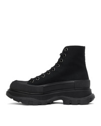 Alexander McQueen Black Canvas Tread Slick Boots
