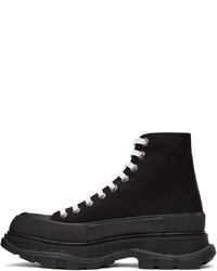 Alexander McQueen Black Canvas Tread Slick High Sneakers