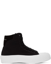 Alexander McQueen Black Deck Plimsoll High Top Sneakers