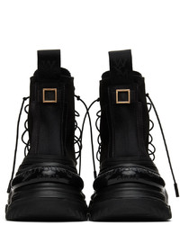 Wooyoungmi Black Double Lace High Top Sneakers
