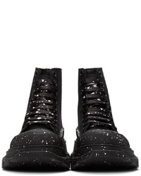 Alexander McQueen Black Paint Tread Slick High Sneakers