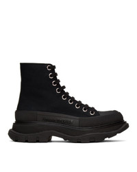Alexander McQueen Black Tread Slick Platform High Sneakers