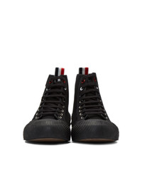 Thom Browne Black Vulcanized 4 Bar High Top Sneakers