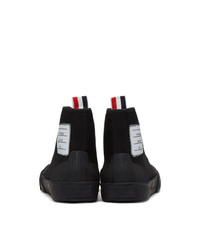 Thom Browne Black Vulcanized 4 Bar High Top Sneakers