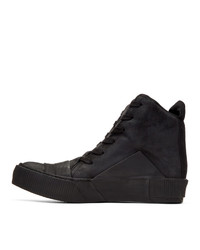 Boris Bidjan Saberi Black Waxed High Top Sneakers