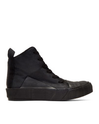 Boris Bidjan Saberi Black Waxed High Top Sneakers