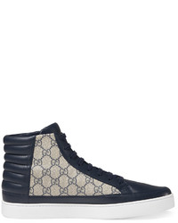 Gucci Common Canvas Leather High Top Sneakers