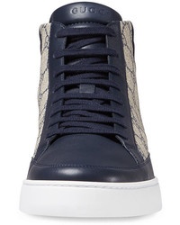Gucci Common Canvas Leather High Top Sneakers