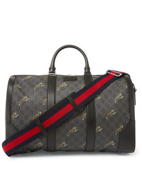 Gucci Leather Trimmed Monogrammed Coated Canvas Holdall