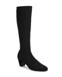 Black Canvas Knee High Boots