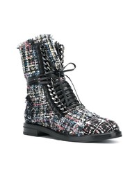 Casadei Tweed Lace Up Boots