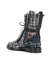 Casadei Tweed Lace Up Boots