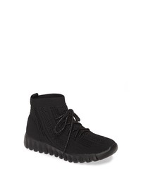 Black Canvas Lace-up Flat Boots