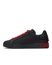 Dolce and Gabbana Black And Red Portofino Sneakers