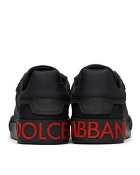 Dolce and Gabbana Black And Red Portofino Sneakers