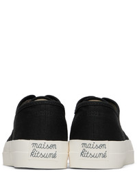 MAISON KITSUNÉ Black Canvas Laced Sneakers