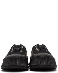 Jil Sander Black Canvas Platform Sneakers