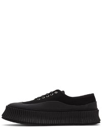 Jil Sander Black Canvas Platform Sneakers