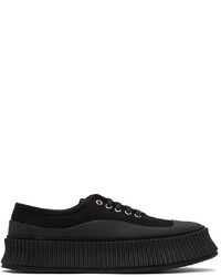 Jil Sander Black Canvas Platform Sneakers