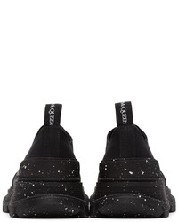 Alexander McQueen Black Paint Tread Slick Low Sneakers