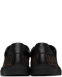 Moschino Brown Black All Over Logo Sneakers