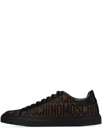 Moschino Brown Black All Over Logo Sneakers