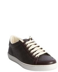 Gucci Brown Canvas Low Top Sneakers
