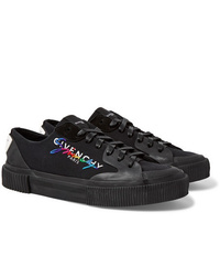 Givenchy Embroidered Logo Print Rubber And Suede Trimmed Canvas Sneakers