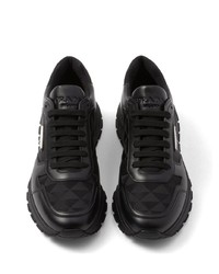 Prada Logo Jacquard Leather Sneakers