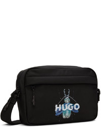 Hugo Black Cyber Bug Logo Messenger Bag