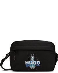 Hugo Black Cyber Bug Logo Messenger Bag